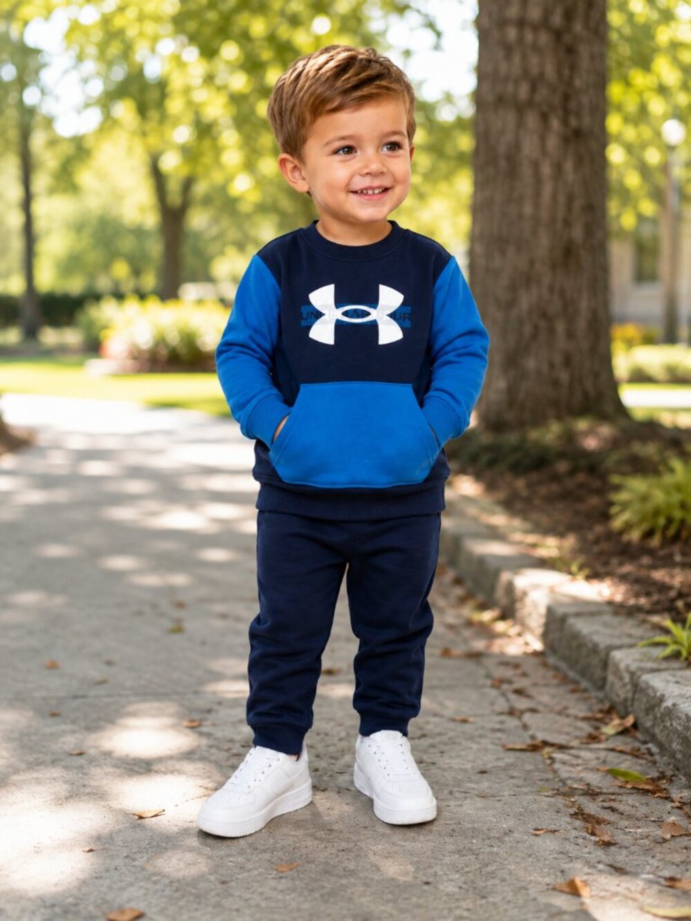 NWT Under Armour Toddler Boys 2 Piece Jogger Set Navy Blue Size 2T